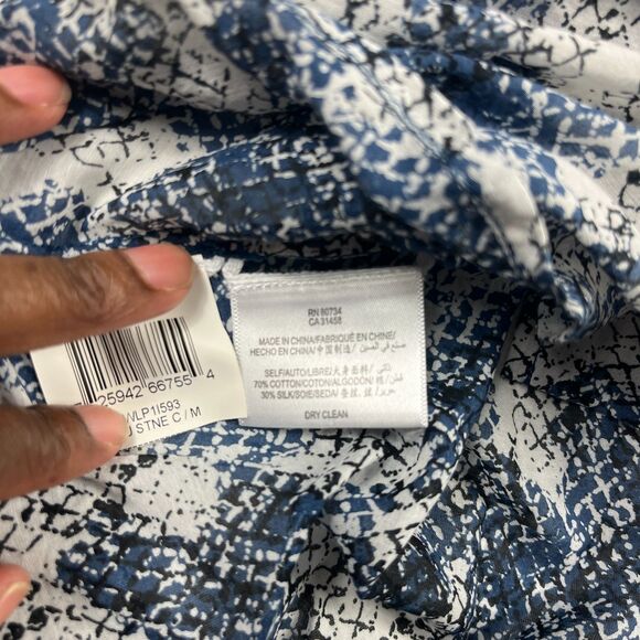 BCBGMAXAZRIA Womens Silk Blend Snakeskin Blouse Button Front Shirt M Long Sleeve - Picture 10 of 12